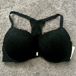 Elegant Black Lace Bra racerback front close NWT